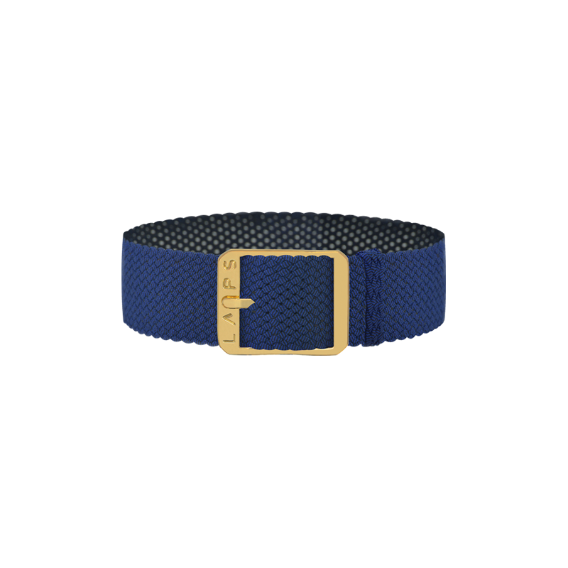 Bracelet perlon de montre LAPS bleu cobalt - or