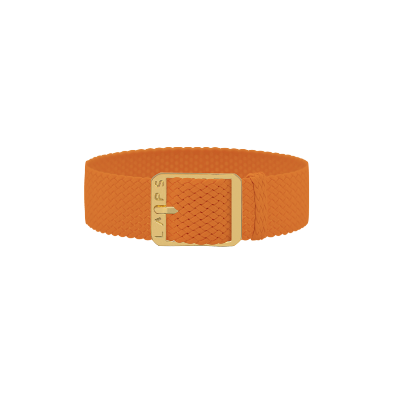 Bracelet Unisexe LAPS Perlon Orange - Boucle Or - Taille Prima Signature Modernist