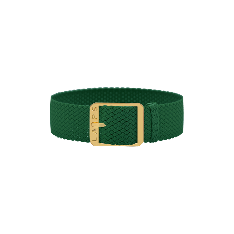 Bracelet perlon de montre LAPS Vert - Or