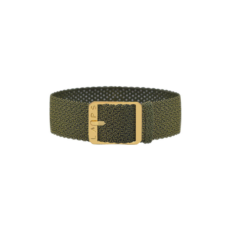 Bracelet perlon de montre LAPS Kaki - or