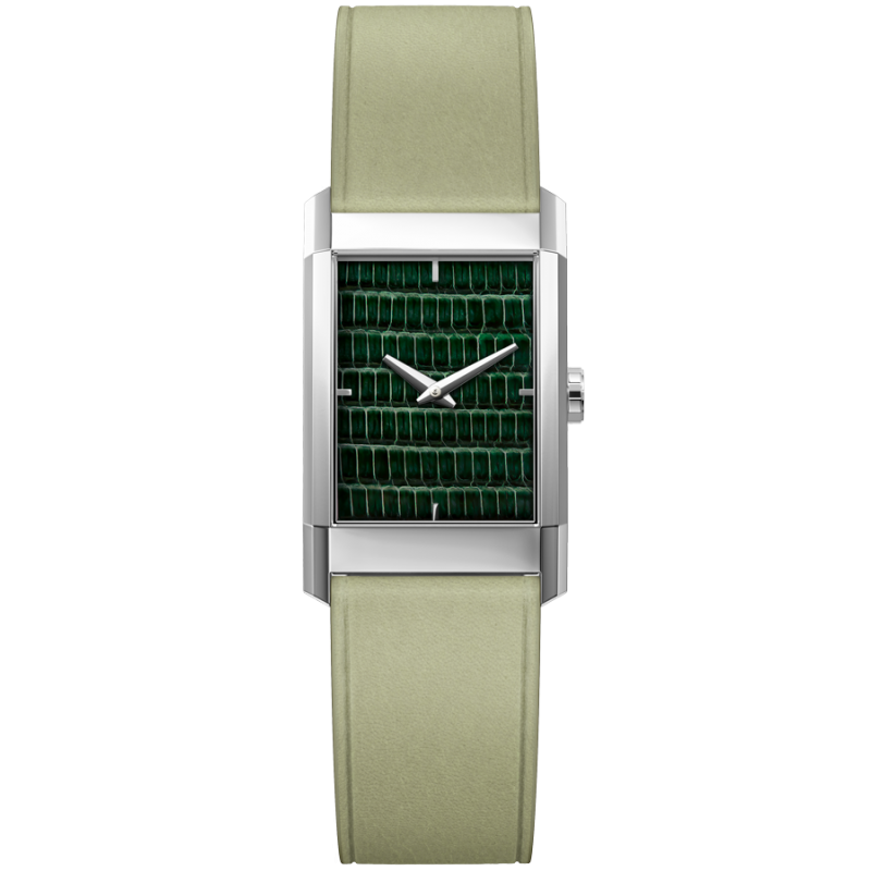 LAPS Modernist LZD Green Silver Men's Watch Leather Strap Almond Green