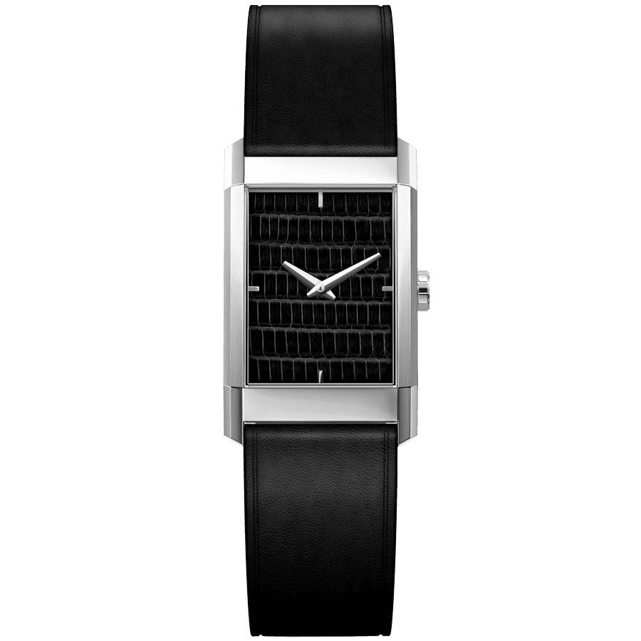 LAPS Modernist LZD Black - Silver Men's Watch Perlon Strap Glossy Black
