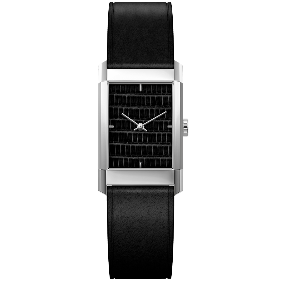 LAPS Modernist. LZD Black - Steel Woman's Watch Leather Strap Glossy Black