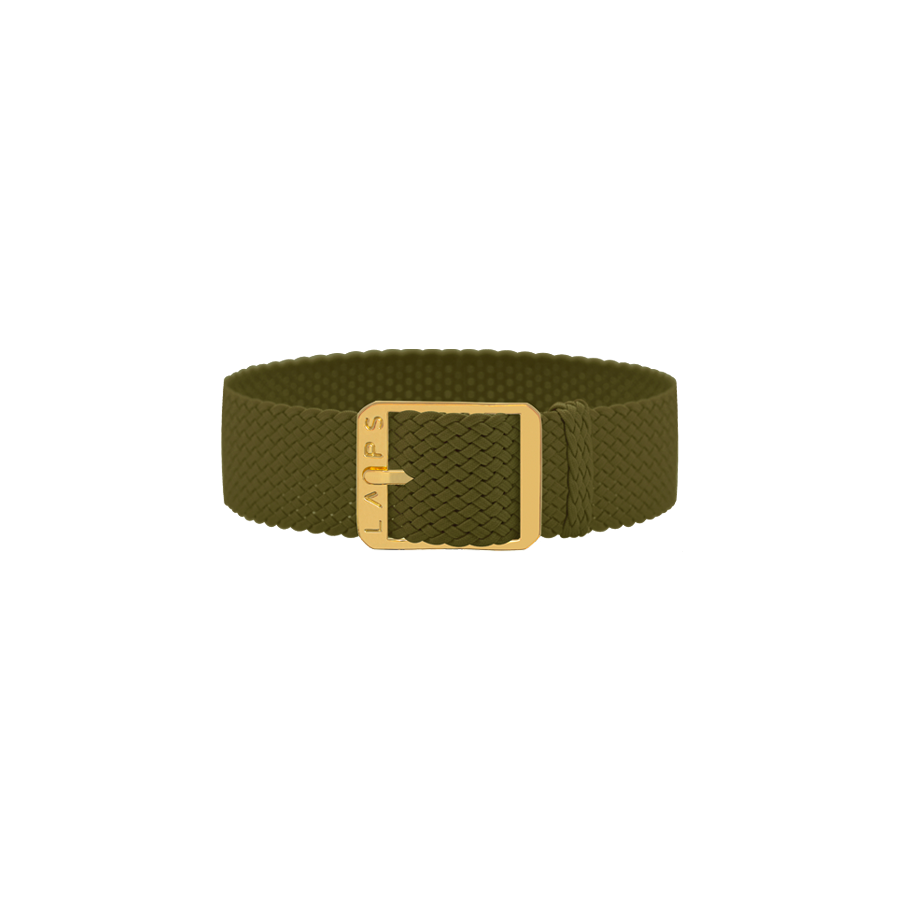 Bracelet Unisexe LAPS - Perlon Olive - Boucle Or - Taille Prima