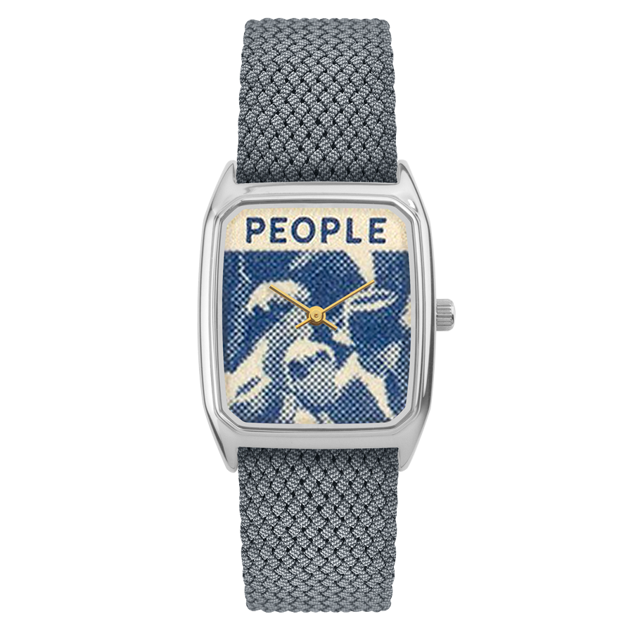 Rectangular Women's Watch, LAPS, Signature People Model with Perlon Grey Strap