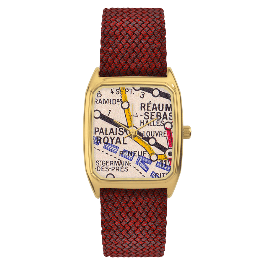 Rectangular Men’s Watch, LAPS, Signature Palais Royal Model with Perlon Red Strap