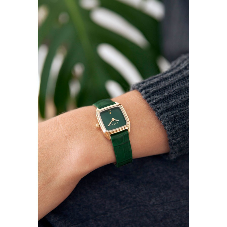 LAPS Prima Oria Green Square Woman Watch Worm And Style