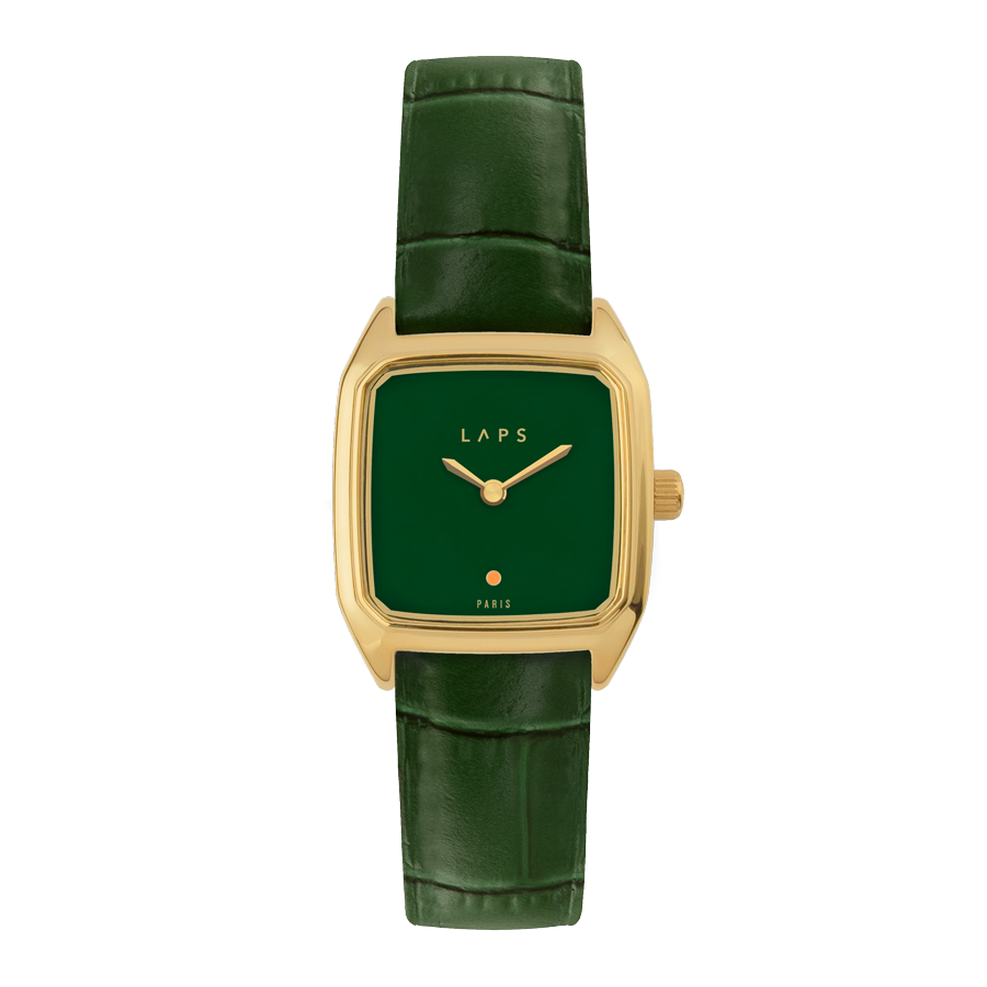 LAPS Prima Oria Green Woman's Watch Leather Strap Croco Green