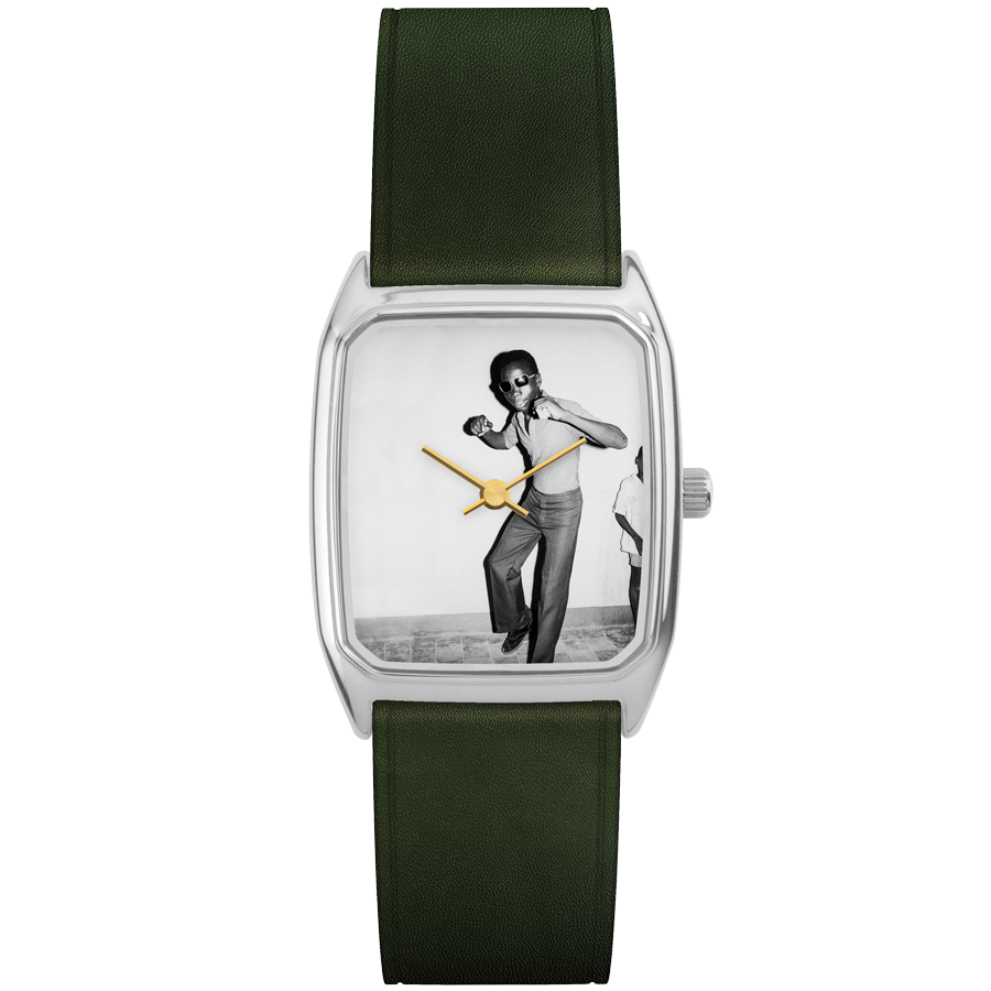 LAPS Signature Malick Sidibé Men's Watch Leather Strap Leaf Green
