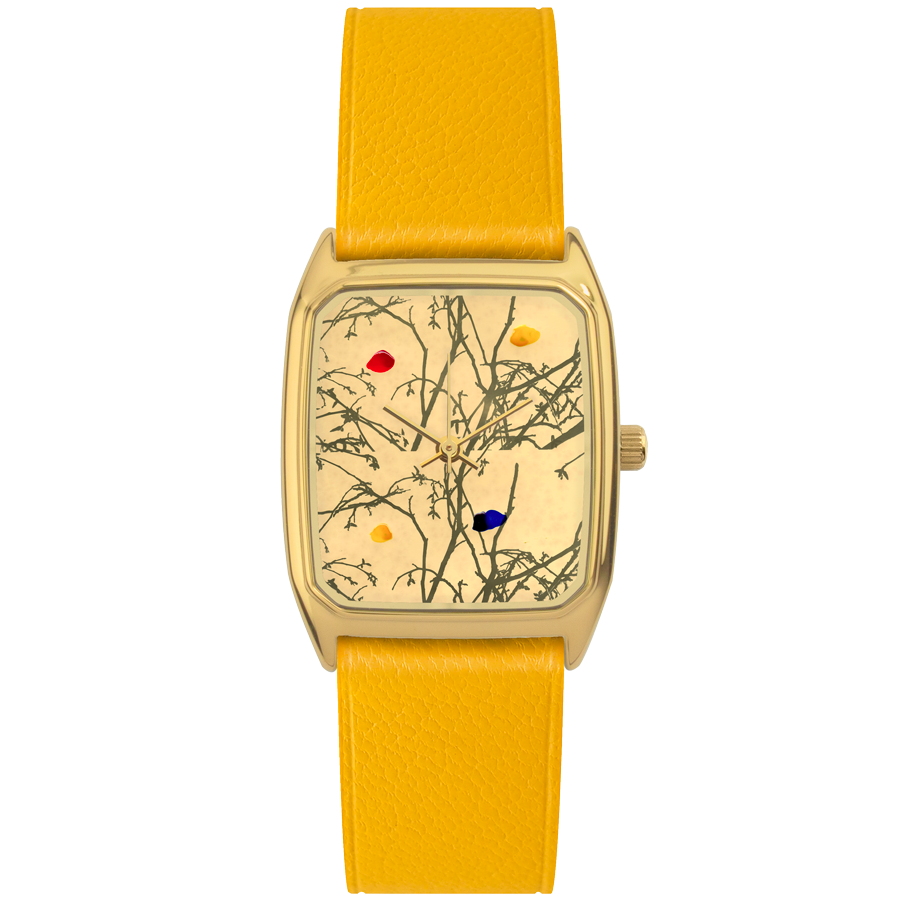 LAPS Signature. Bruno V. Roels Woman's Watch Leather Strap Yellow