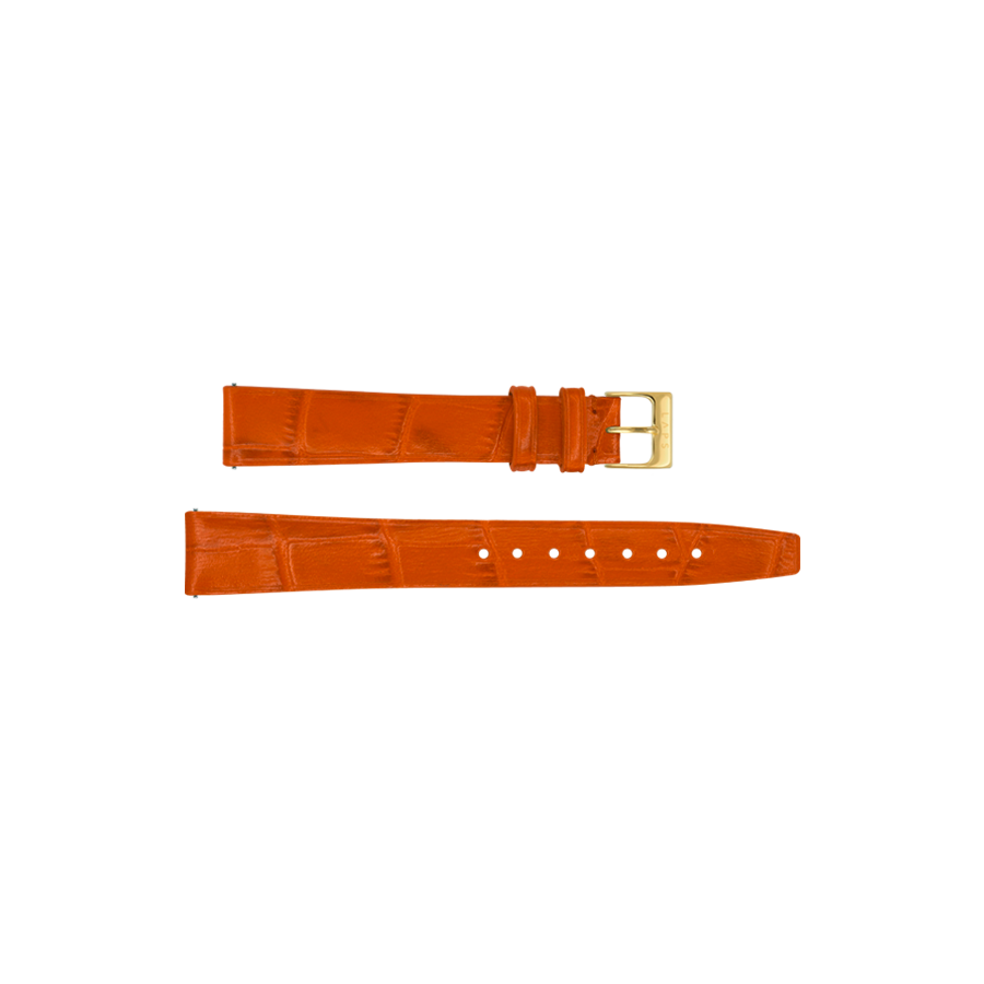 Unisex Strap LAPS Leather Croco Orange Buckle Gold Prima Size