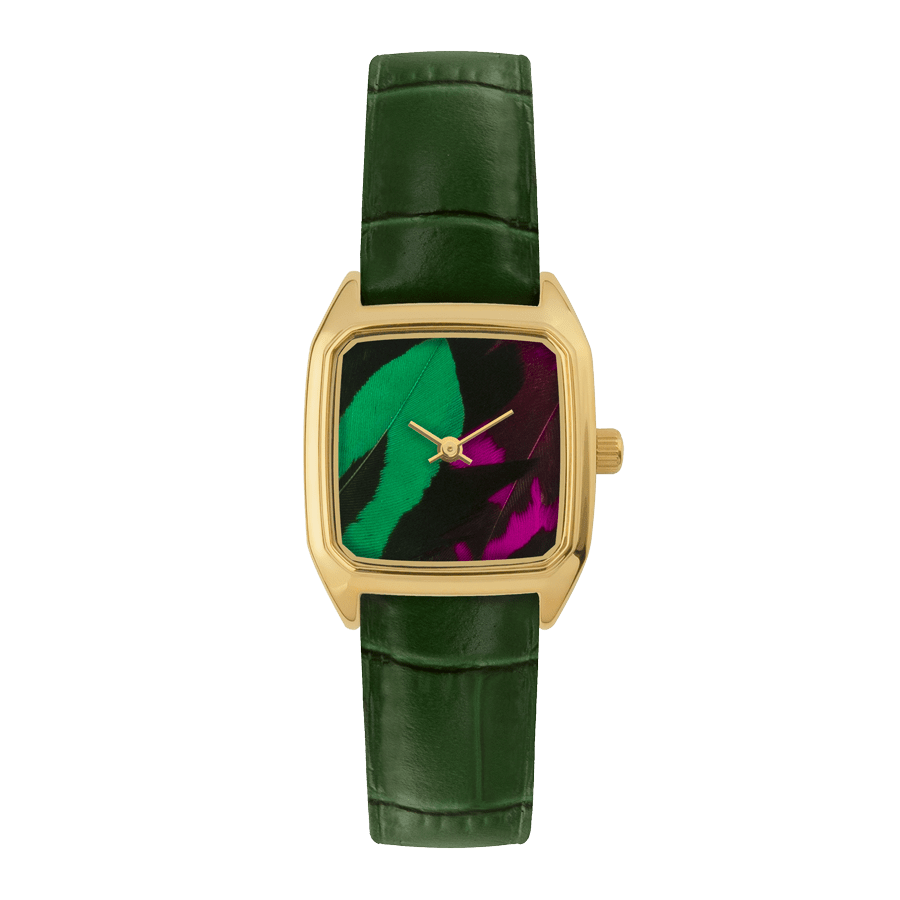 LAPS Prima Panache Fuchsia Woman's Watch Leather Strap Croco Green