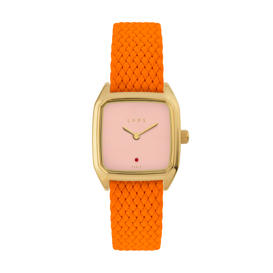 LAPS Prima Oria Pink Woman's Watch Perlon Strap Orange