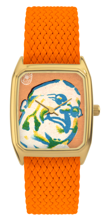 Rectangular Men’s Watch, LAPS, Signature Big Boy Model with Perlon Orange Strap
