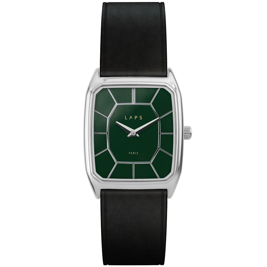 LAPS Signature Atrium Green Men's Watch Leather Strap Matte Black - Neovintage Collection