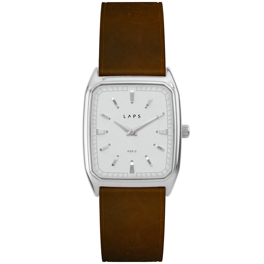 LAPS Signature Meridian Snow/Sage Men's Watch Leather Strap Cinnamon - Neovintage Collection