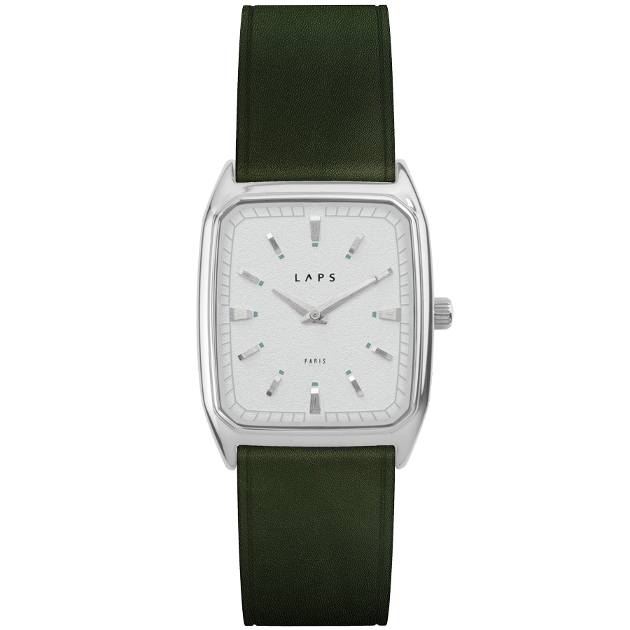 LAPS Signature Meridian Snow/Sage Men's Watch Leather Strap Green Leaf - Neovintage Collection