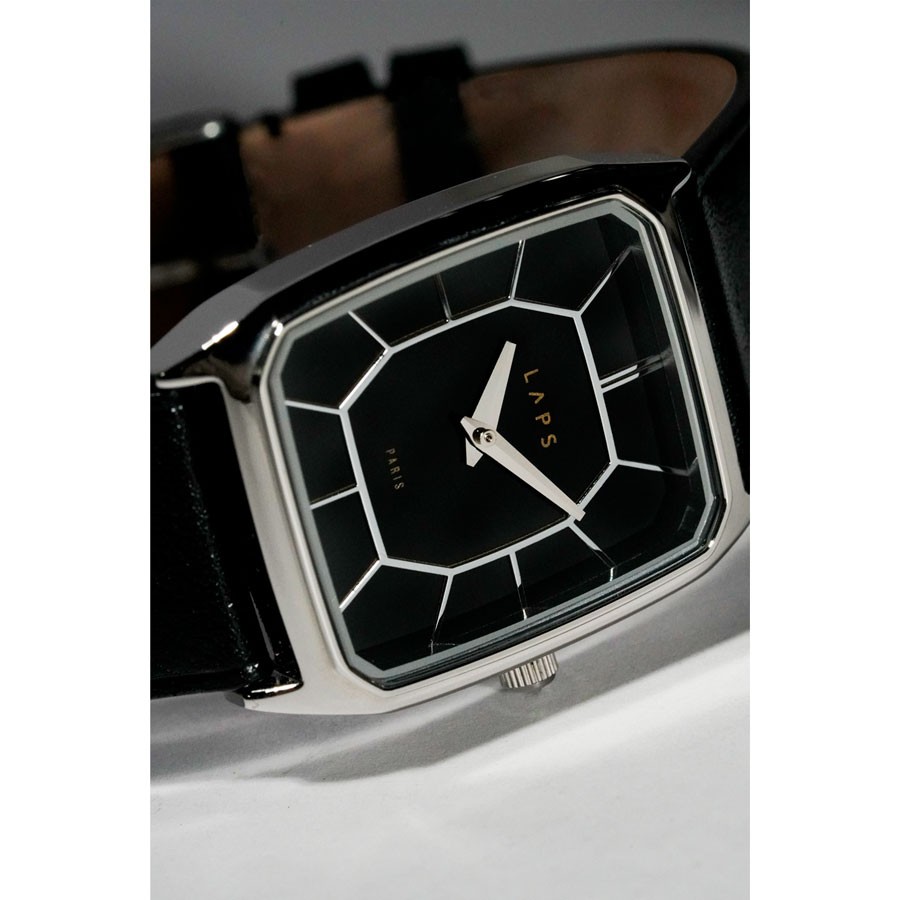 LAPS Signature Atrium Black Man's Watch Macro Detail- Neovintage Collection