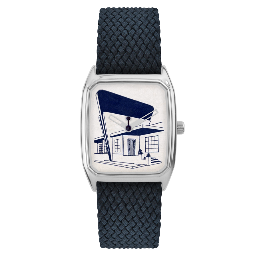 Rectangular Women's Watch, LAPS, Signature Streamline Model with Perlon Midnight Strap