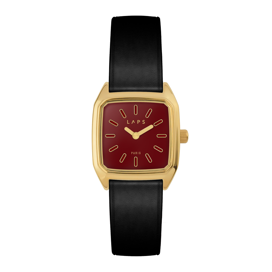LAPS Prima Bobby Red Woman's Watch Leather Strap Black