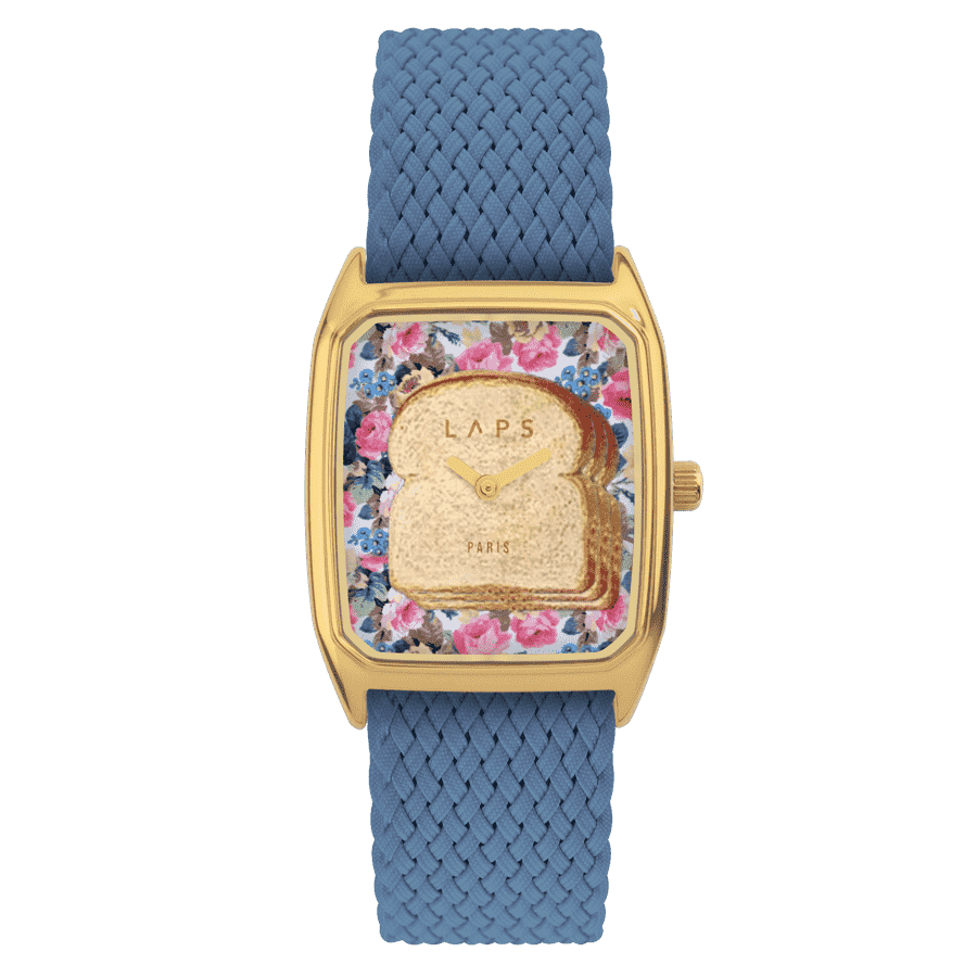 Montre Rectangle pour Femme, LAPS, modèle Signature Toasted avec Bracelet Bleu De Paname
