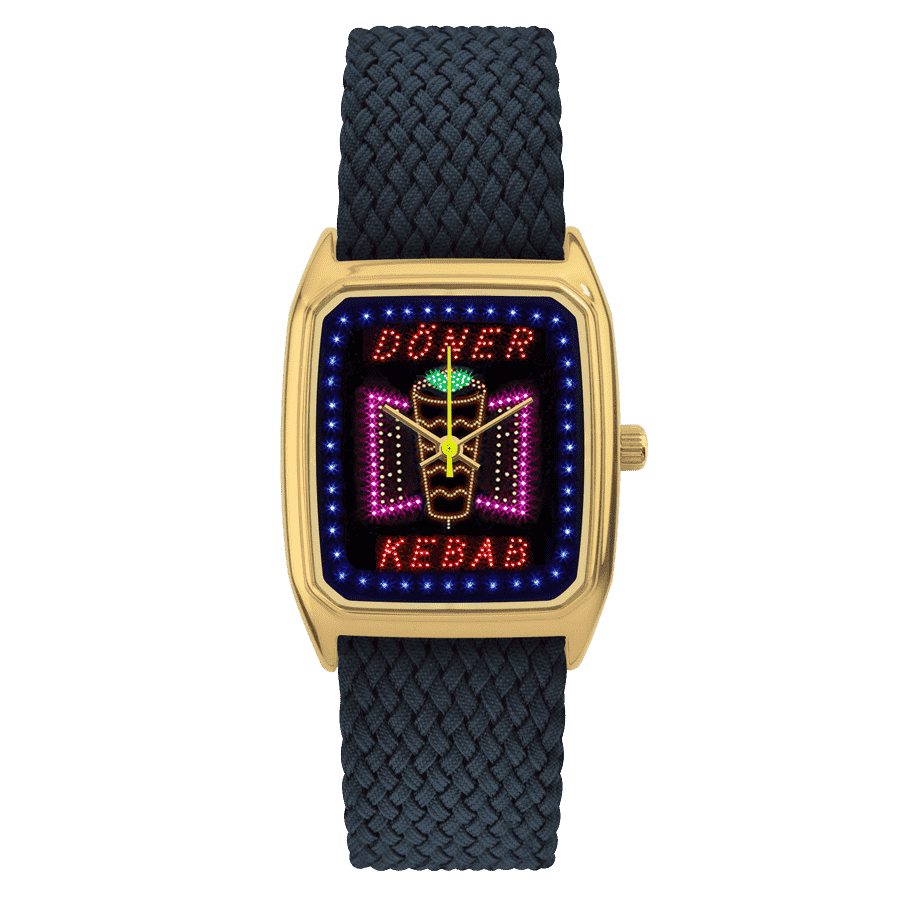 Montre Rectangle pour Homme, LAPS, modèle Signature Paristanbul avec Bracelet Perlon Bleu Nuit