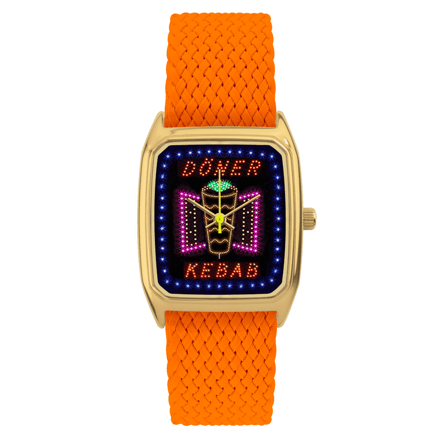 Rectangular Men’s Watch, LAPS, Signature Paristanbul Model with Perlon Orange Strap