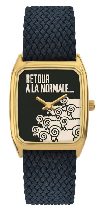 Montre Rectangle pour Homme, LAPS, modèle Signature La Normale  avec Bracelet Perlon Bleu Nuit