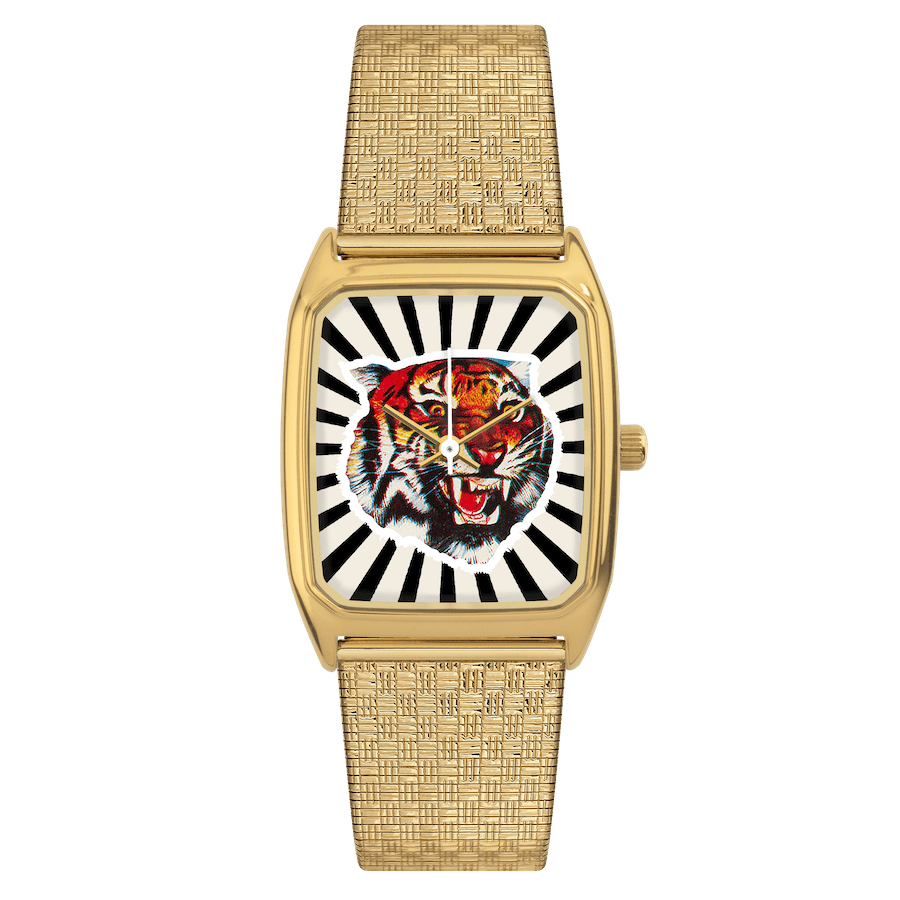 Montre Rectangle pour Homme, LAPS, modèle Signature Bengale Noir avec Bracelet Metal Damier