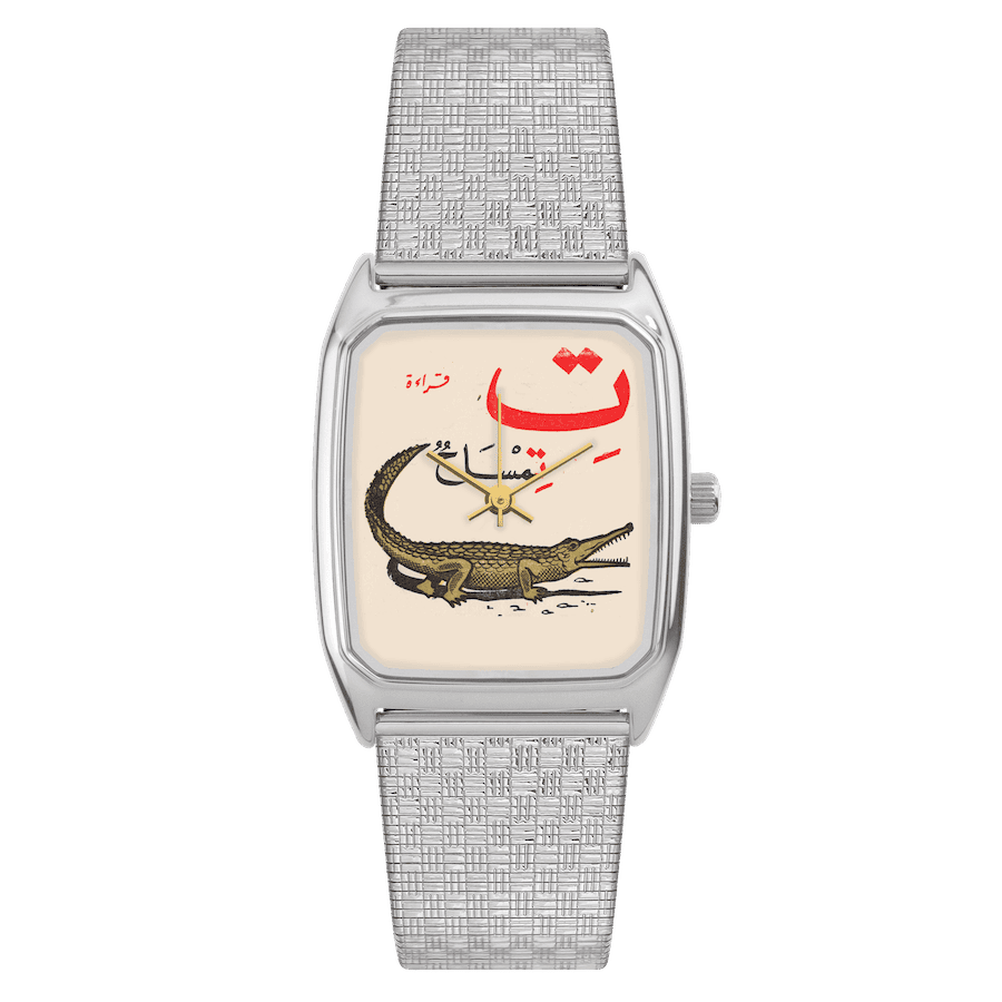 Montre Rectangle pour Femme, LAPS, modèle Signature Croco avec Bracelet Metal Damier