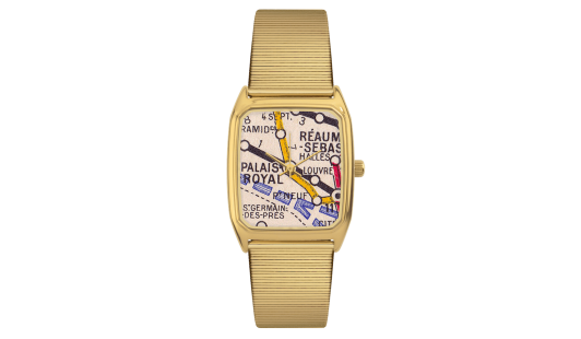 Rectangular Women's Watch, LAPS, Signature Palais Royal Model with Metal baguette gold Strap