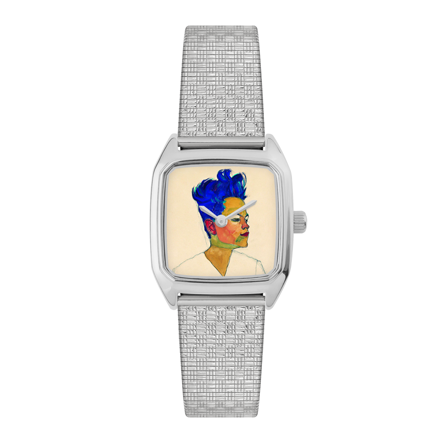 Montre carrée pour Femme, LAPS, modèle Prima Egon avec Bracelet métal damier